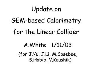 Update on GEM-based Calorimetry for the Linear Collider