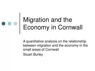 Migration and the Economy in Cornwall