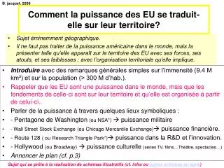 comment la puissance des eu se traduit elle sur leur territoire