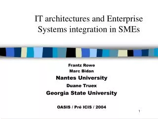 IT architectures and Enterprise Systems integration in SMEs