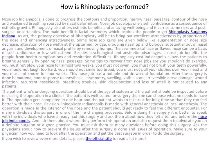 how is rhinoplasty performed