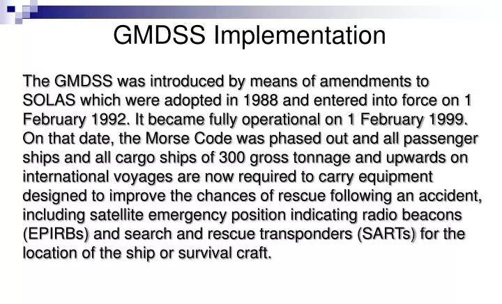 gmdss implementation