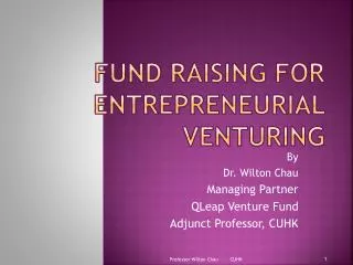 Fund raising for entrepreneurial venturing