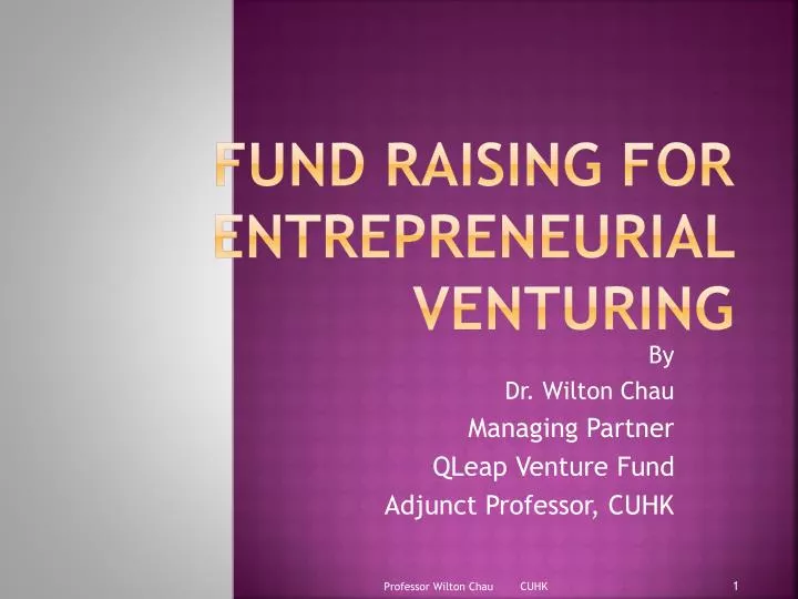fund raising for entrepreneurial venturing
