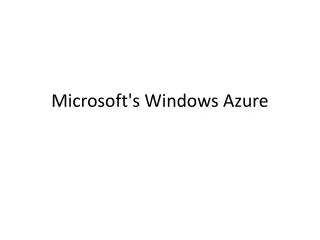 Microsoft's Windows Azure