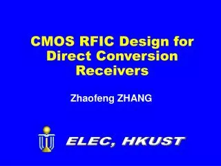 CMOS RFIC Design for Direct Conversion Receivers