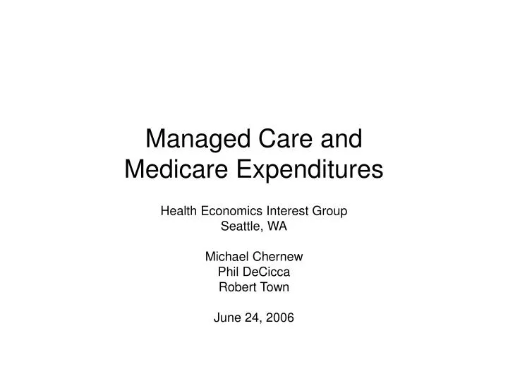managed care and medicare expenditures