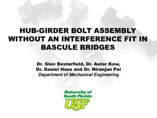 HUB-GIRDER BOLT ASSEMBLY WITHOUT AN INTERFERENCE FIT IN BASCULE BRIDGES