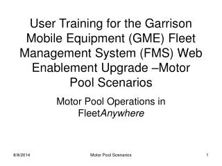 Motor Pool Operations in Fleet Anywhere