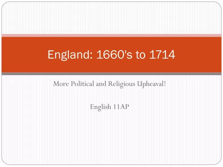 england 1660 s to 1714