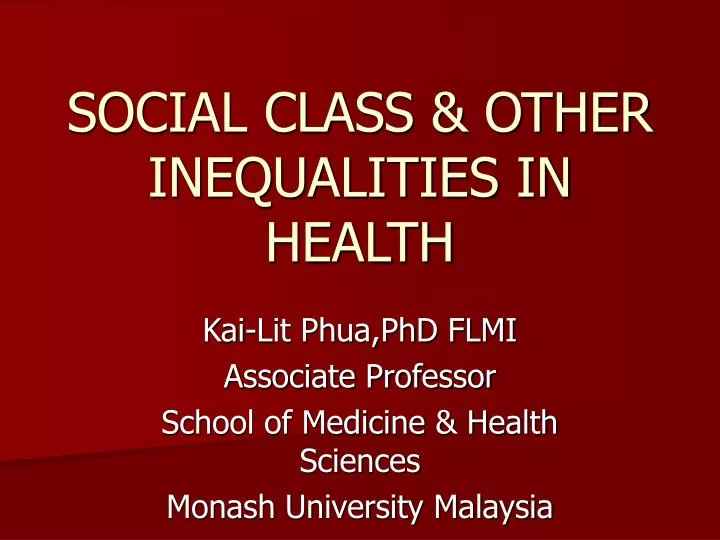 social class other inequalities in health