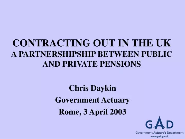 contracting out in the uk a partnershipship between public and private pensions