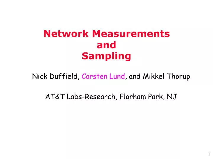 network measurements and sampling