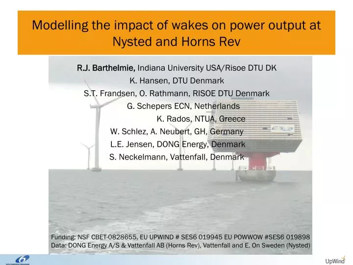 modelling the impact of wakes on power output at nysted and horns rev