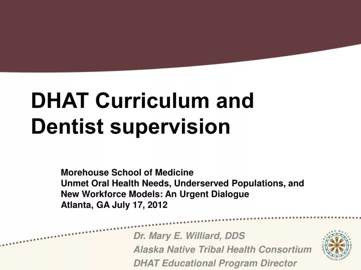 dhat curriculum and dentist supervision