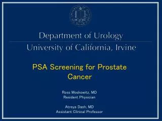 PSA Screening for Prostate Cancer