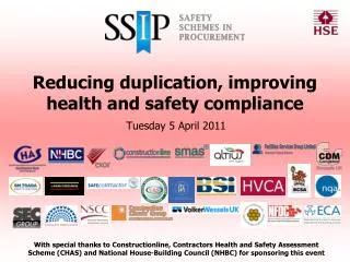 Reducing duplication, improving health and safety compliance