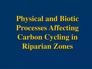 Physical and Biotic Processes Affecting Carbon Cycling in Riparian Zones