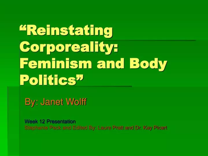reinstating corporeality feminism and body politics