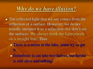 Why do we have illusion?