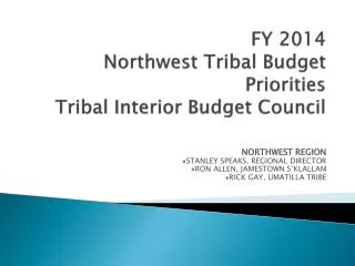 FY 2014 Northwest Tribal Budget Priorities Tribal Interior Budget Council