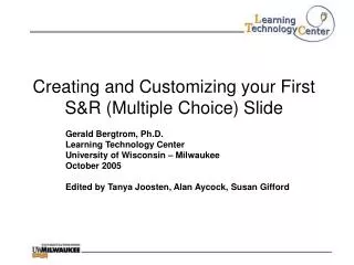 Creating and Customizing your First S&amp;R (Multiple Choice) Slide