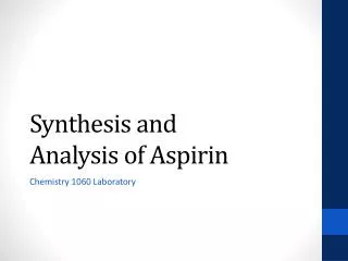 Synthesis and Analysis of Aspirin