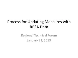 Process for Updating Measures with RBSA Data