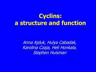 Cyclins: a structure and function