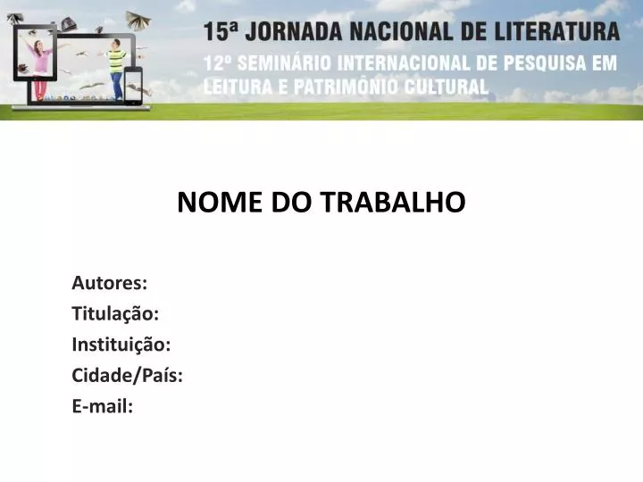 PPT NOME DO TRABALHO PowerPoint Presentation Free Download ID
