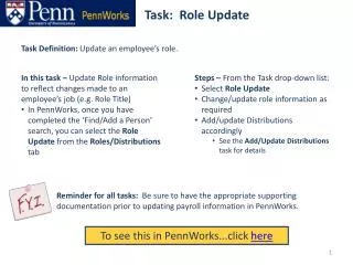 Task: Role Update
