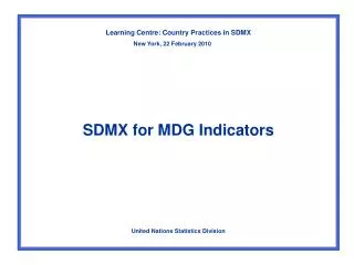 SDMX for MDG Indicators