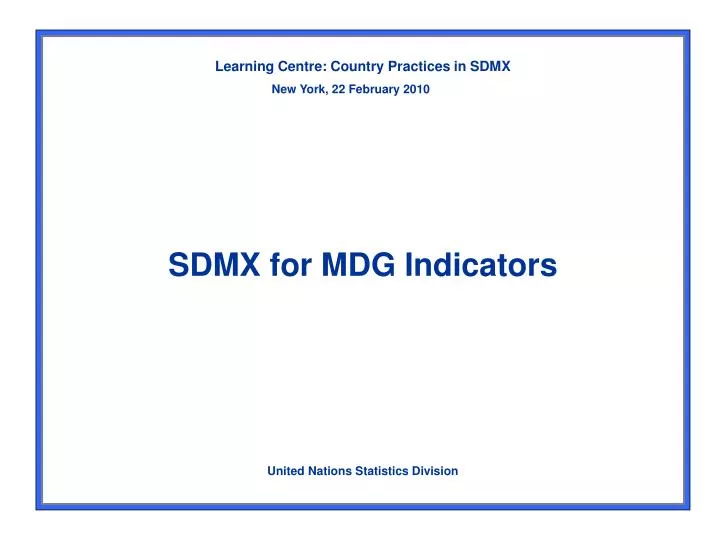 sdmx for mdg indicators