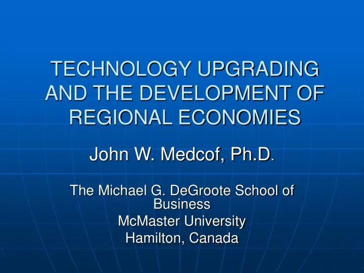 technology upgrading and the development of regional economies