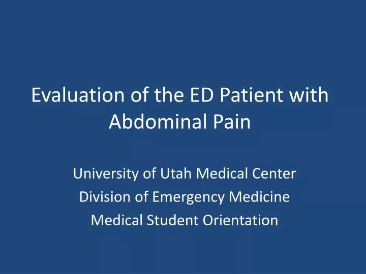 evaluation of the ed patient with abdominal pain