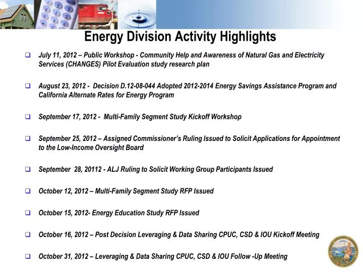 energy division activity highlights