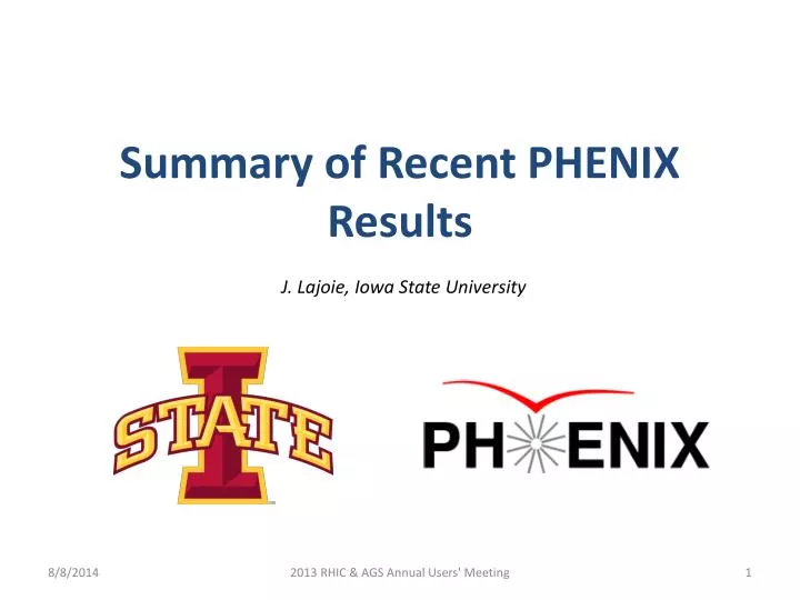 summary of recent phenix results