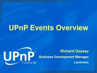 UPnP Events Overview