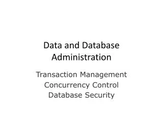 Data and Database Administration