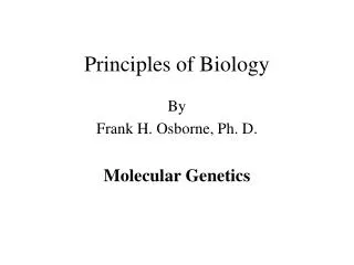 Principles of Biology