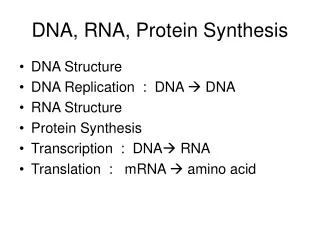 DNA, RNA, Protein Synthesis