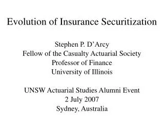 Evolution of Insurance Securitization