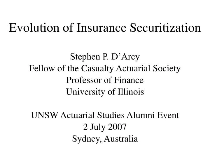 evolution of insurance securitization