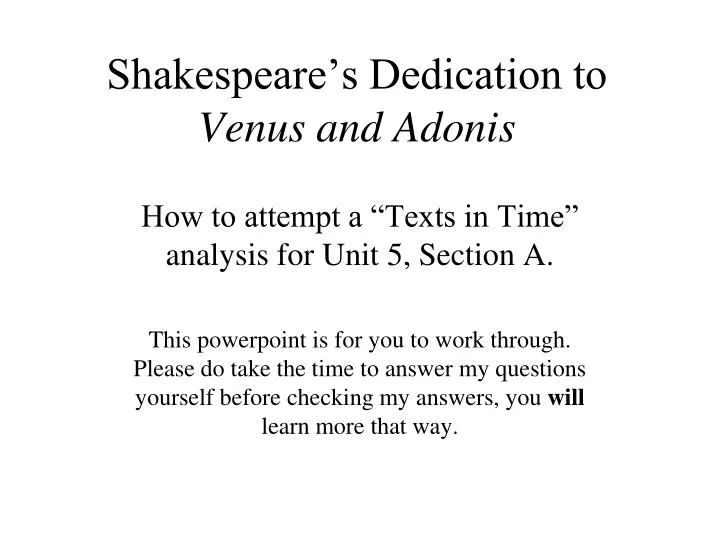 shakespeare s dedication to venus and adonis
