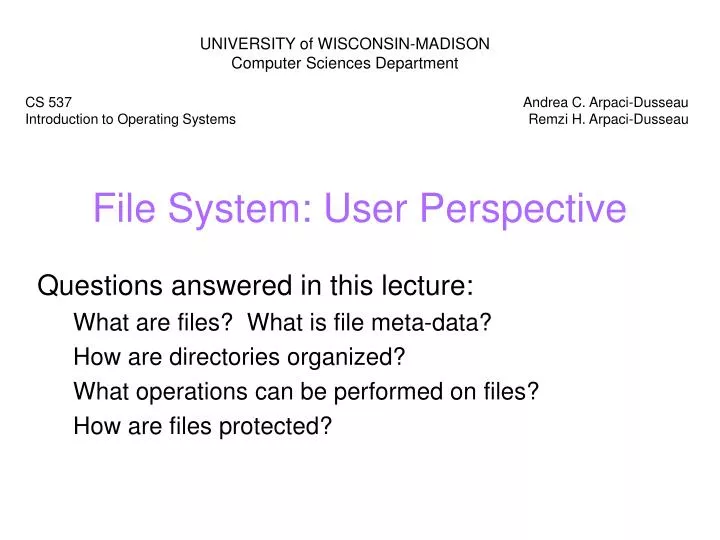 file system user perspective