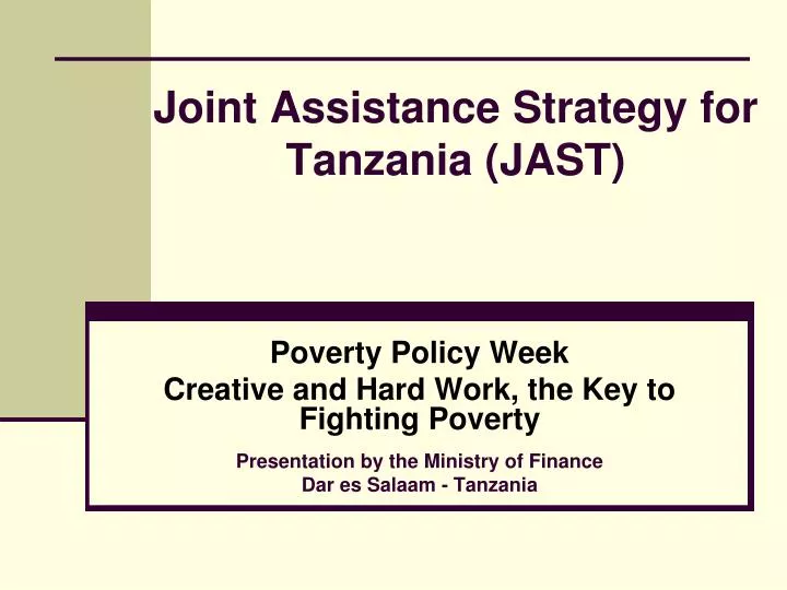joint assistance strategy for tanzania jast