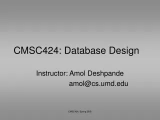 CMSC424: Database Design