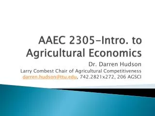 AAEC 2305-Intro. to Agricultural Economics