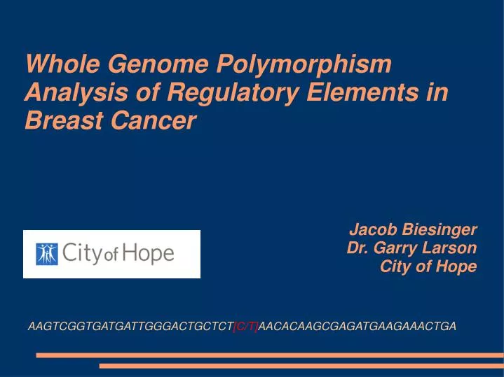 whole genome polymorphism analysis of regulatory elements in breast cancer