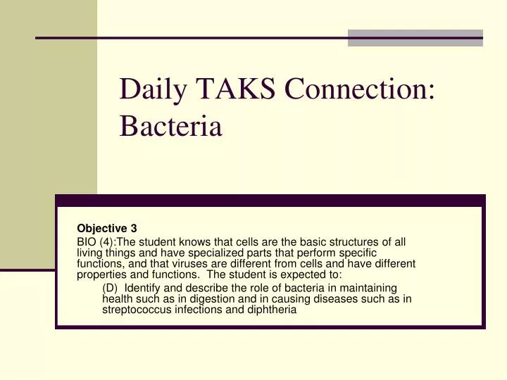 daily taks connection bacteria